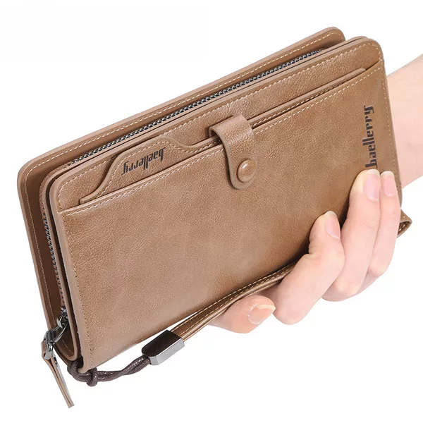 Wallet Men's Clutch baellerry Business Multi-Card Driver's License Mobile Phone Bag Large Capacity Buckle Men's Bag