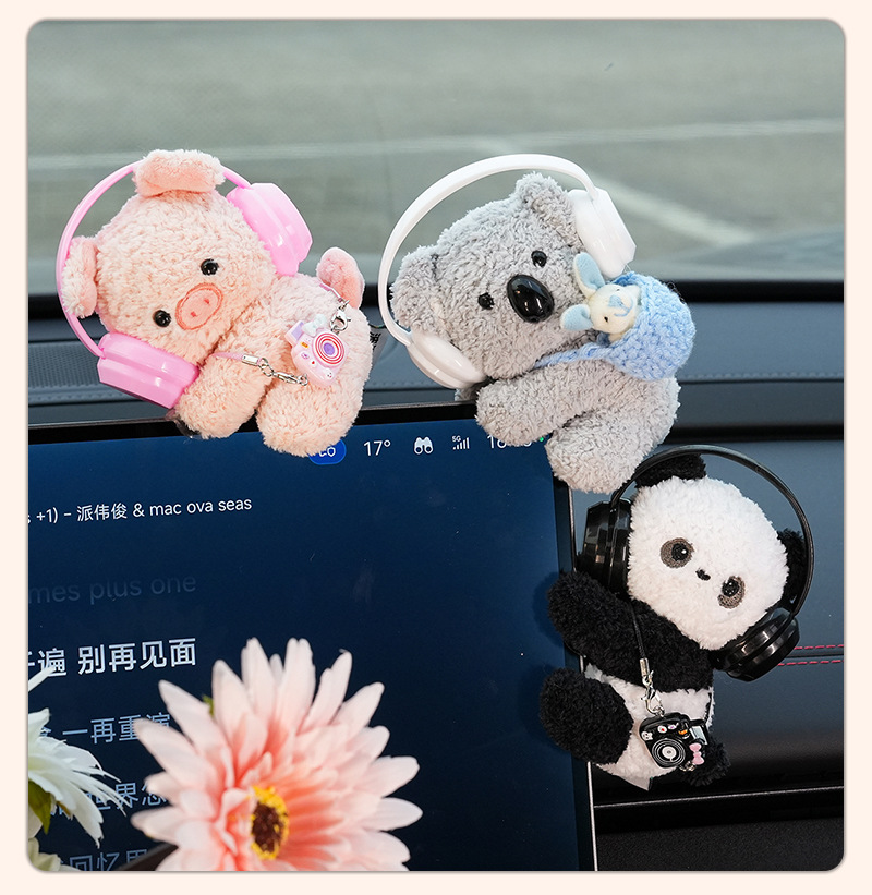 New Car Ornaments, Plush Dolls, Car Center Console Screen Decorations, High-End Decorations for Girls' Cars