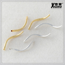 批发  铜镀金色银色铜管隔珠 扭弯S管 手链串珠diy饰品管套配件