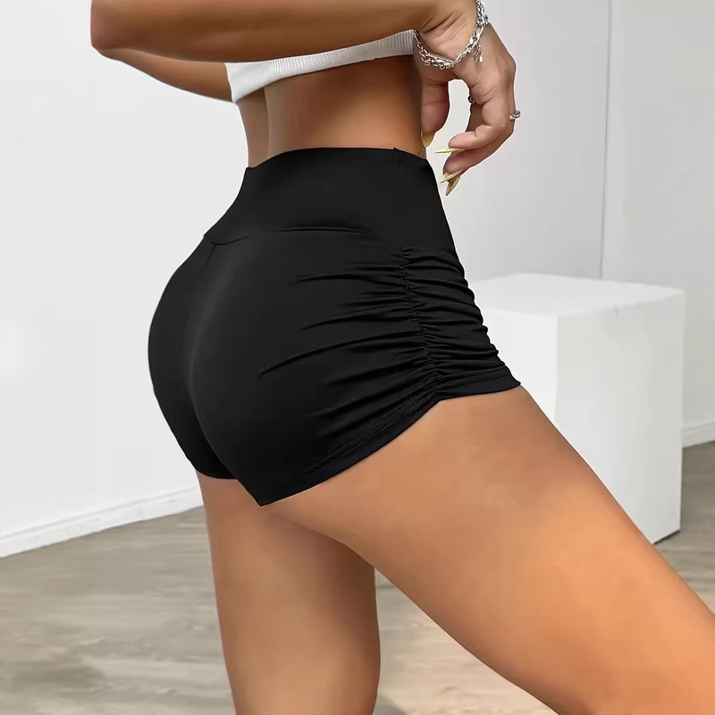 Cross-Border High-Waisted Sports Fitness High-Elastic Compression Yoga Tummy-Tightening Butt-Lifting Tight Shorts for Women