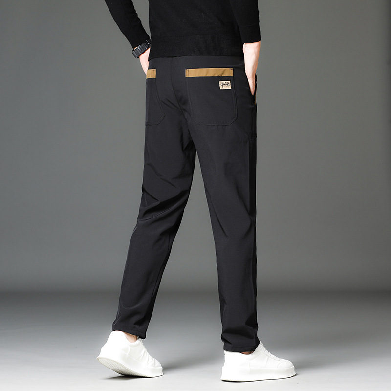 National Trendy Casual Pants Men's Loose 2024 Autumn and Winter Drawstring Straight Long Pants Men's Trendy Fashion All-match Sports Pants for Men