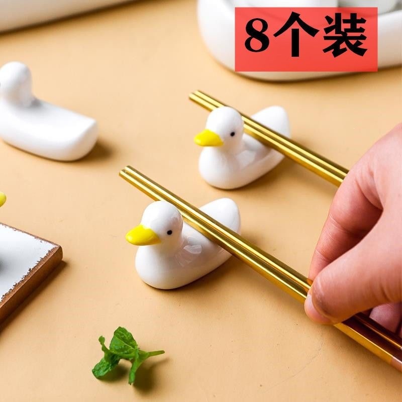 Creative little duck chopstick rest, chopstick holder, home-use ceramic underglaze colored tableware, Japanese minimalist style