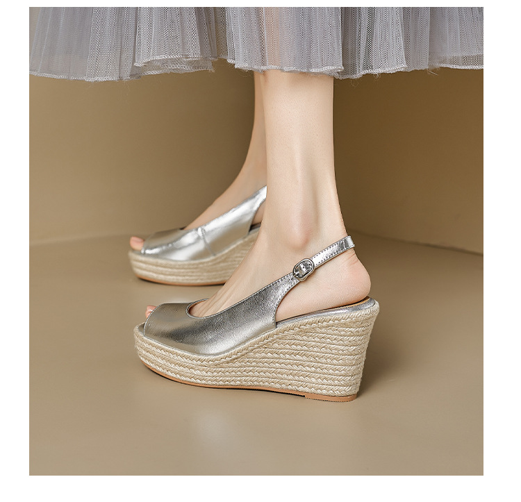 Sandal cao gót nữ hở mũi quai ngang đế xuồng gót 9 cm — màu trắng ngà, bạc chi tiết 12
