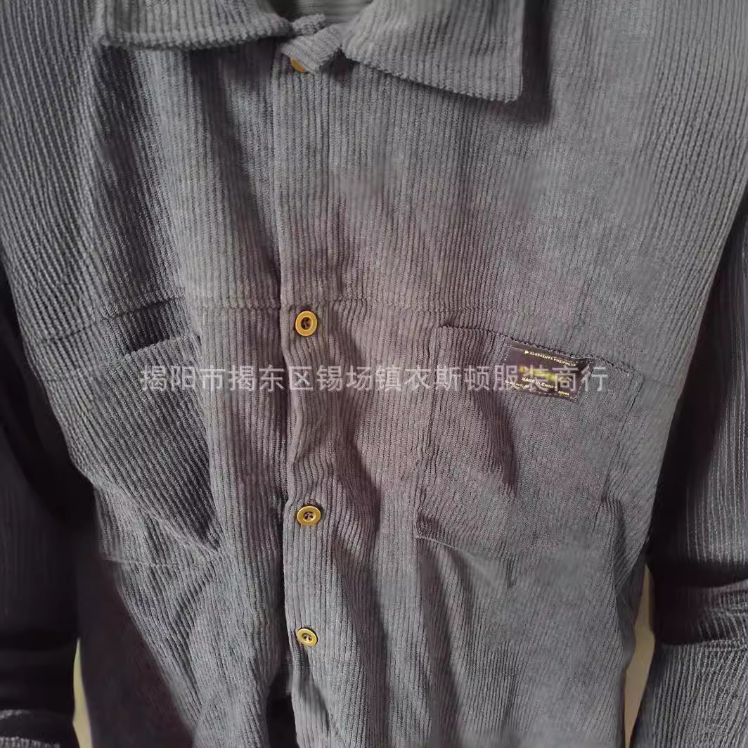 Camisa de manga corta de estilo simple de color sólido de la industria pesada retro estadounidense para mujer verano nuevo estilo etiquetado uniforme universitario chaqueta suelta para hombre