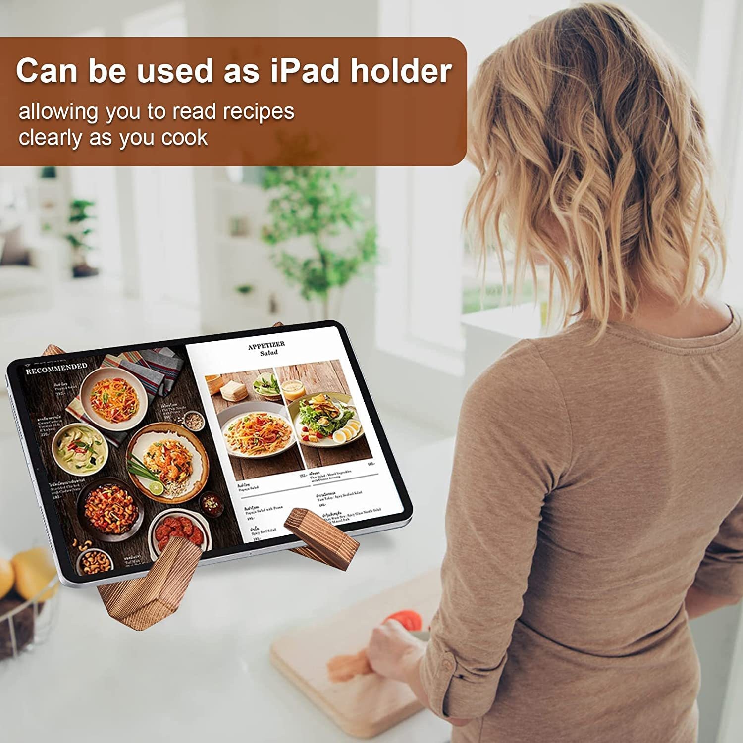 Wooden restaurant household menu stand kitchen menu display stand desk reading wooden bookshelf mobile phone holder
