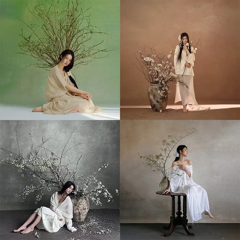 Studio Wedding Gray Cool Style Oil Painting Photography Background Cloth Indoor Maternity Photo Shoot Background Paper