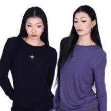 Y修身型圆领十字小蛇女T恤内搭外穿舒适简约百搭上衣