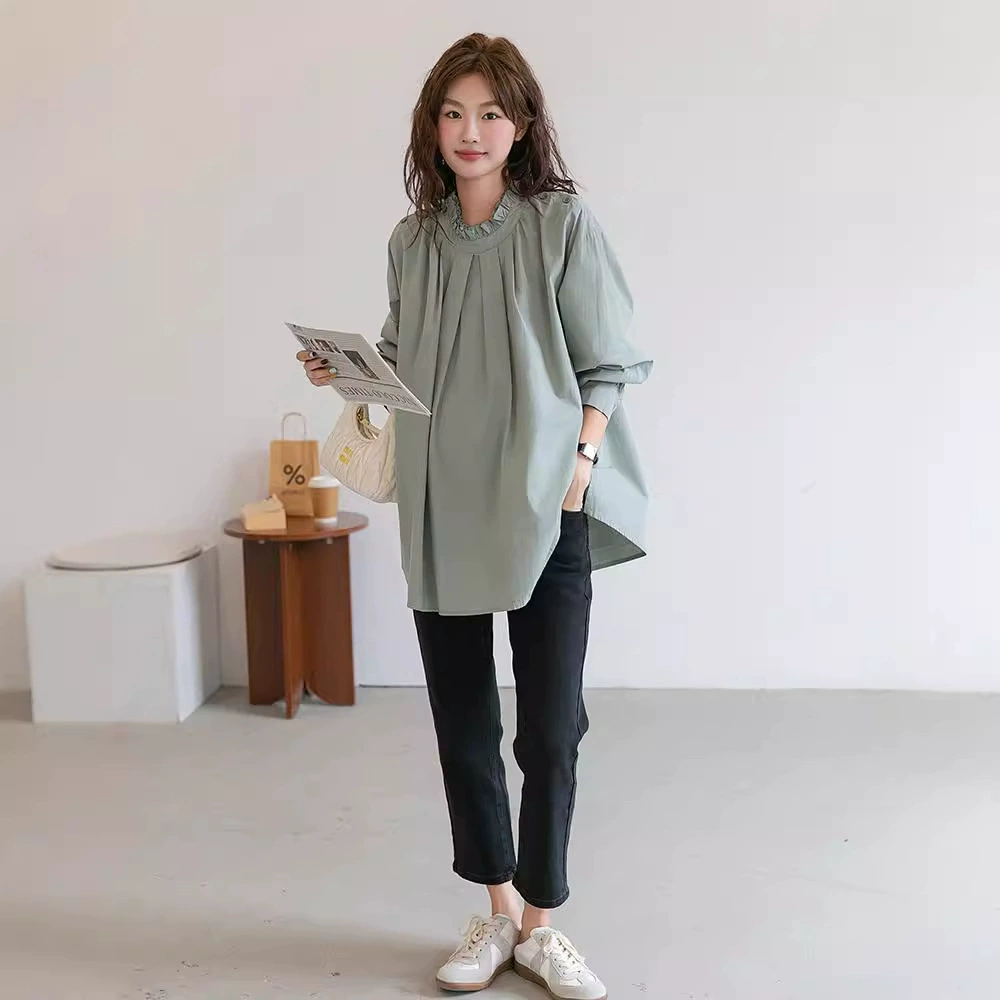 Весенняя и осенняя корейская версия одежды для беременных мода с кружевами, детская рубашка для беременных