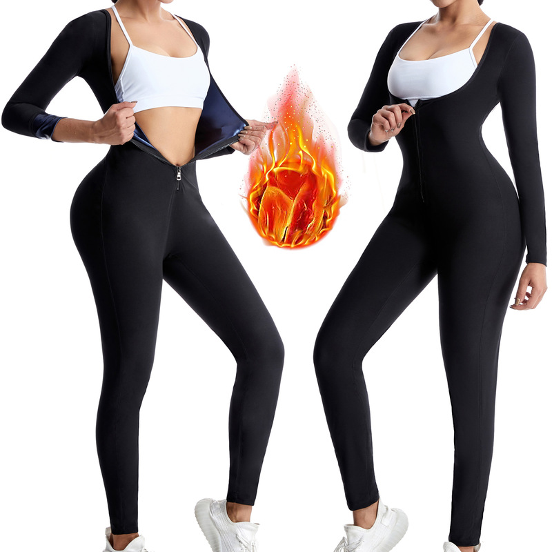 Cross-border Women's Body Shaping Clothes Sweat-breaking Clothes Chest Training Abdominal Tinker Sports Fitness Body Shaping Clothes Tunic Waist-lifting Arm All-in-one Clothes