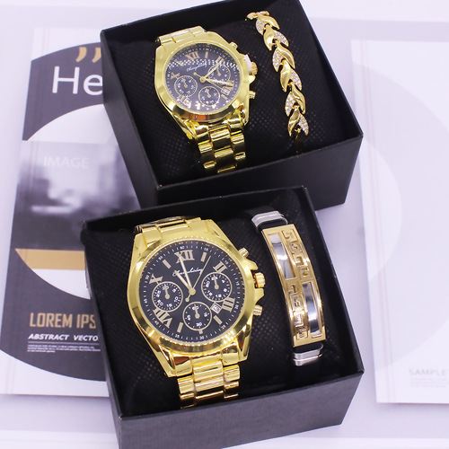 Lovers wrist watch set with box new couple watch bracelet men and women set quartz watch