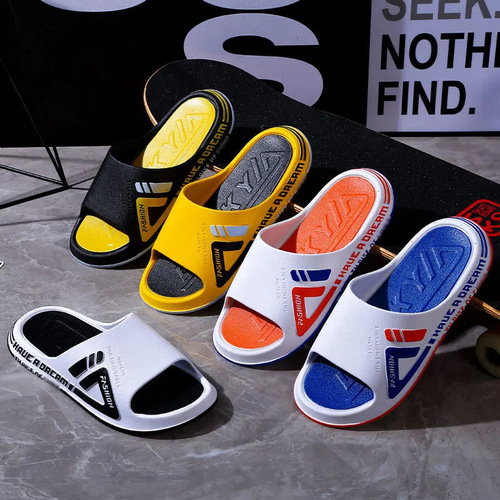 Slip-on Men's Summer Outdoor Wear Non-slip Thick Sole Sports Korean Style Fashion Couple Home Use Couple Bathroom Soft Sole Flip-Flops for Women