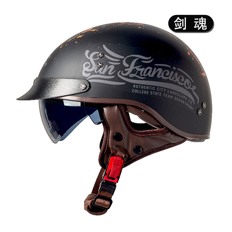 オートバイの電気自動車の半ヘルメットの復古ヘルメットを卸売りします。