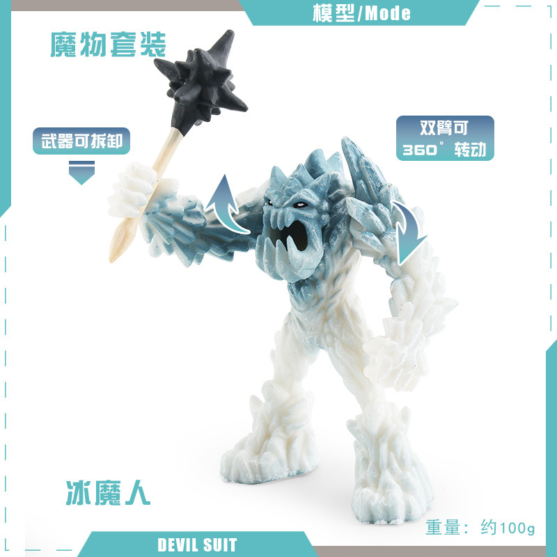 Simulación transfronteriza mitología occidental modelo de bestia marino hombre de nieve de hielo espada diente tigre monstruo hombre lobo decoración juguetes