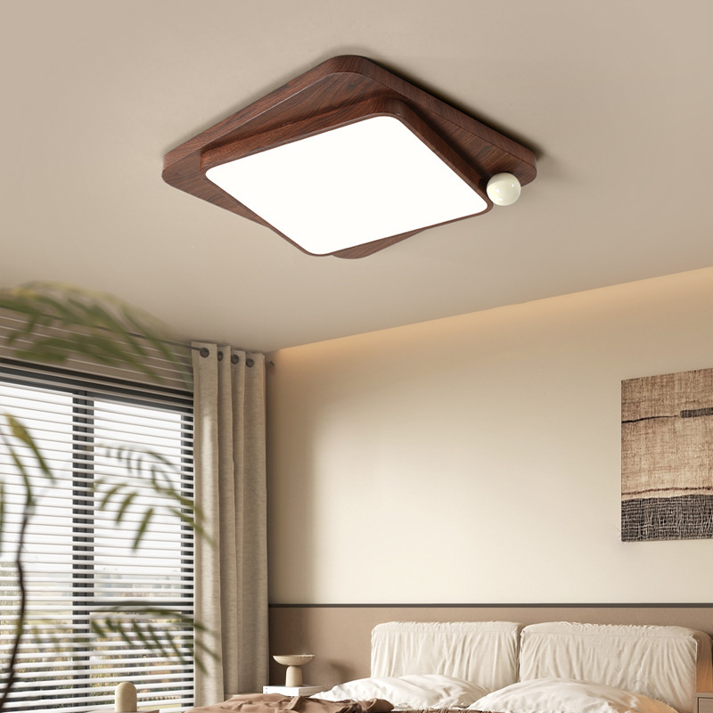 Luz principal de la sala de estar 2025 nueva lámpara de dormitorio de color de madera de nogal nuevo estilo chino protección ocular de espectro completo lámpara de techo de estilo antiguo