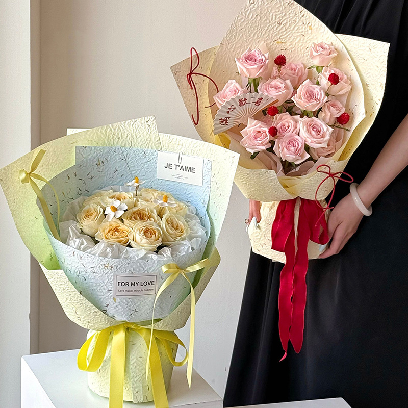 Huaxi mano rasgada pétalos de papel papel de embalaje de flores kraft ramo de flores diy florista regalo material de envoltura de flores image 5