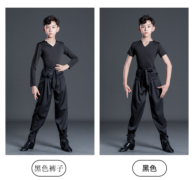 Black V-neck long sleeve top + black pants