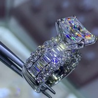 Cross-border European and American Hot Selling Women's Ring Fashion Shiny Zircon Wedding Engagement Ring High-end Jewelry Accessories Wholesale