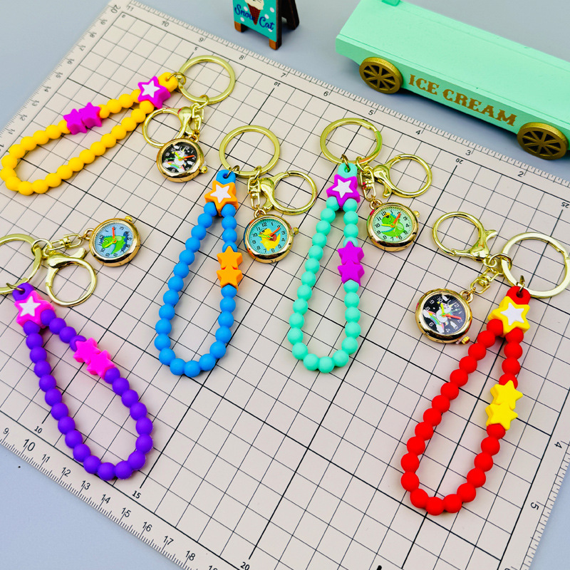 대외 무역 창조적 인 새로운 귀여운 작은 신선한 우유 용 어린이 시계 구슬 팔찌 키 체인 휴대 전화 가방 펜던트