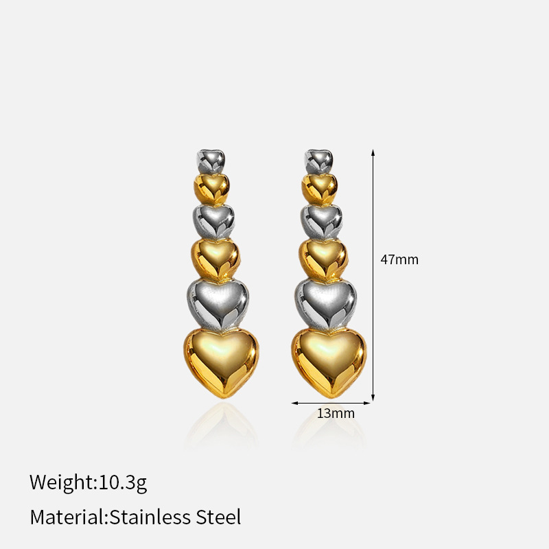 6g Weight 1 Pair Elegant Modern Style Classic Style Heart Shape Flower Mixed Metal 304 Stainless Steel Drop Earrings Ear Studs