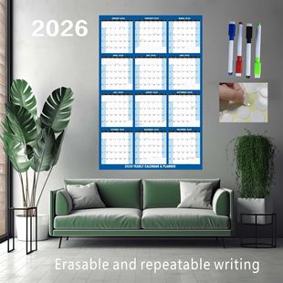 2026 Cross-Border E-Commerce Export Calendar English Version Countdown Amazon Style Wall Calendar Erasable and Repeatable