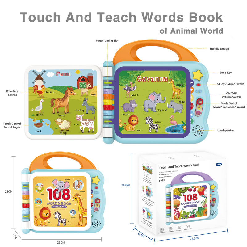 Cross-Border Children's Early Education Reading Learning Machine, Baby Educational Sound Book, English Enlightenment 108-Word E-Book Toy