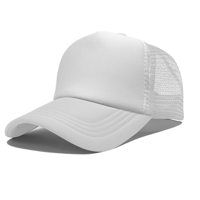Gorra de malla de esponja con logo personalizado, gorra de béisbol de color sólido, comercio exterior transfronterizo, protección solar, gorra publicitaria con impresión personalizada, venta al por mayor.