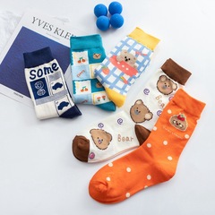 趣味創意襪子女 日系卡通襪子中筒女襪 可愛小熊高幫潮襪運動襪