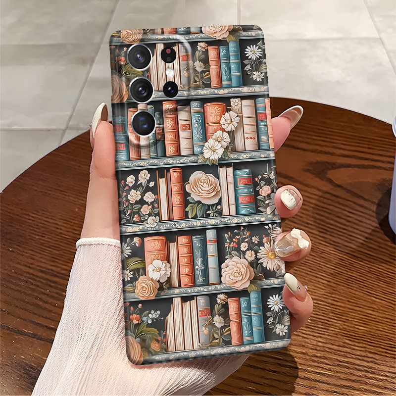 Popular Retro Bookshelf Mobile Phone Case Samsung A14 Film Protective Cover S22 Thermal Transfer S23 Cross-Border Wholesale