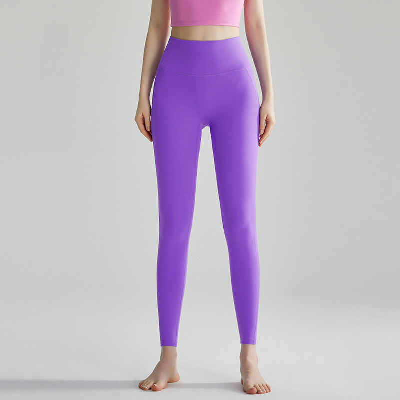 LAHN desnudo sensación de piel deportiva pantalones de cintura alta para mujeres sin líneas embarazosas anti-arrollador pantalones de gimnasio delgados verano