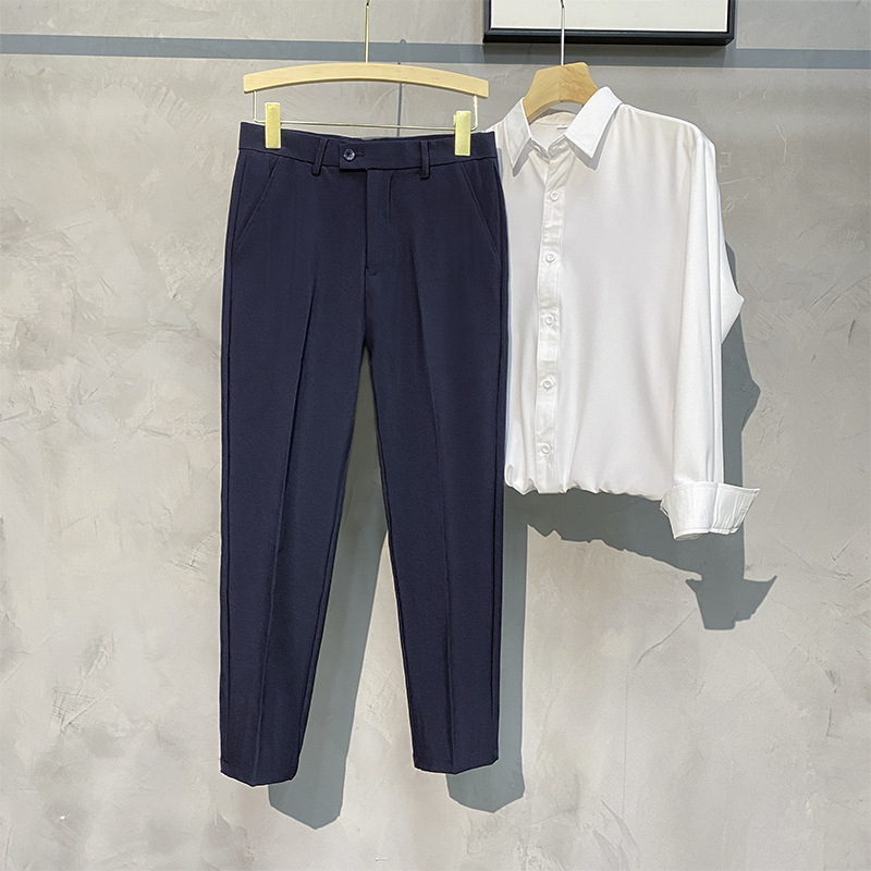 Small Western Pants Men's Spring and Summer Draping Straight Slim-fit Cropped Suit Pants Fashionable All-match Large Size Hot Mark Casual Pants