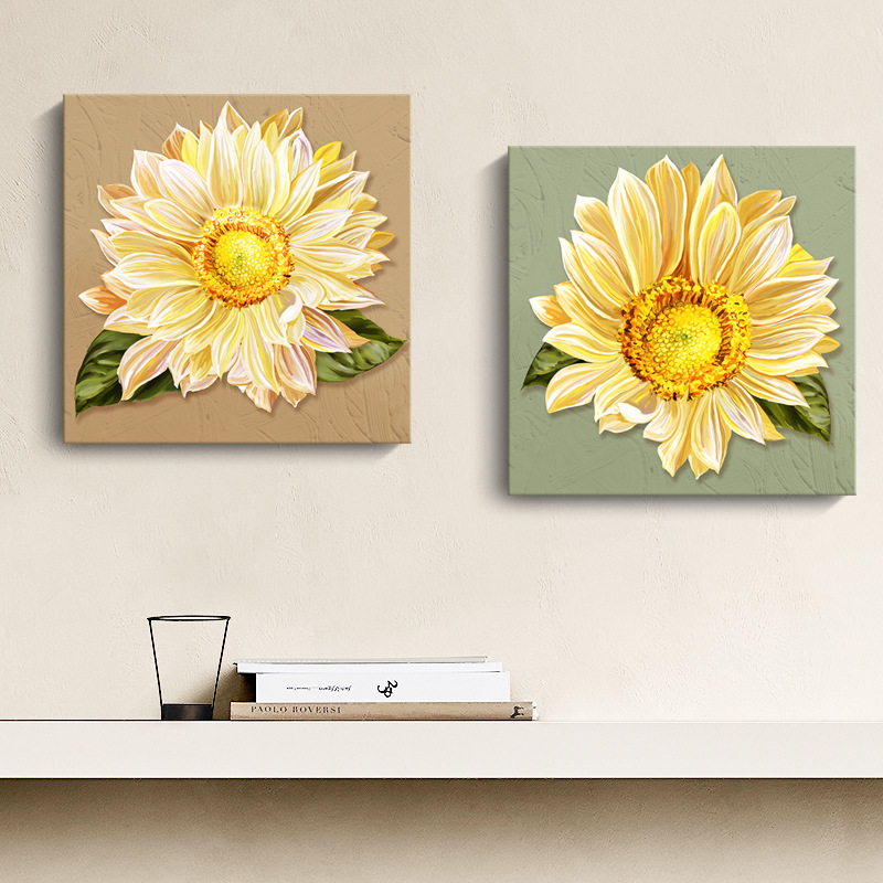 Nordic Living Room Decorative Painting Sunflower Floor Painting Sofa Background Wall Painting Entrance Hanging Painting Korean Style Decoration