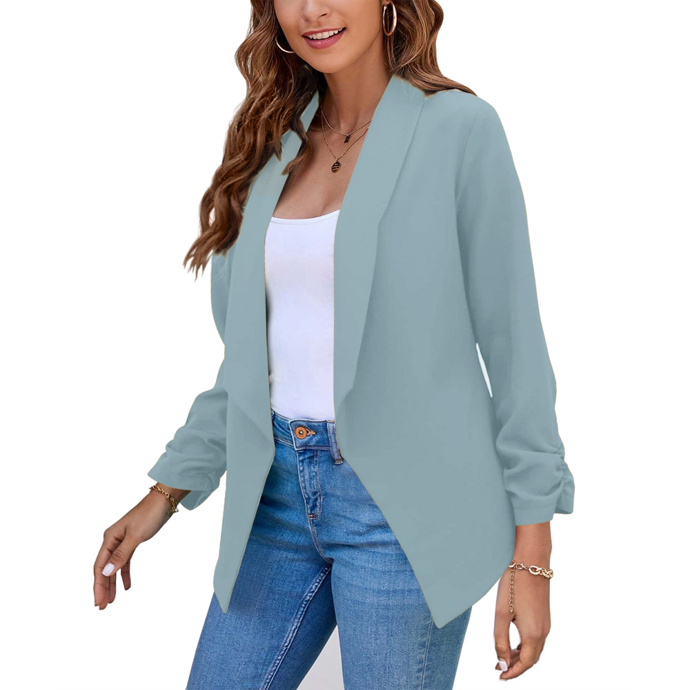 Fashion Solid Color Patchwork Polyester Placket Blazer display picture 3