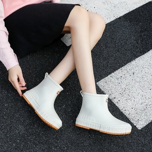 Japanese Style Women's Rain Boots, Fashionable Outer Overshoes, Lightweight Waterproof Rubber Shoes, New Work Non-Slip Adult Short Rain Boots