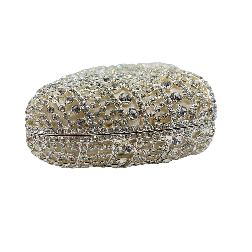 Túi clutch nữ đính đá pha lê kim cương cầm tay dự tiệc sang trọng — trắng, bạc, Kim cương trắng trên vàng, kim cương vàng trên nền vàng chi tiết 3