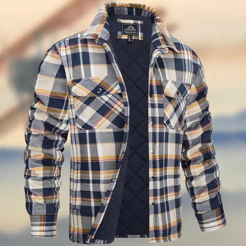 European and American Men's Outerwear  New Amazon AliExpress Long-Sleeve Collar Checkered Thick Shirt Men's Jacket