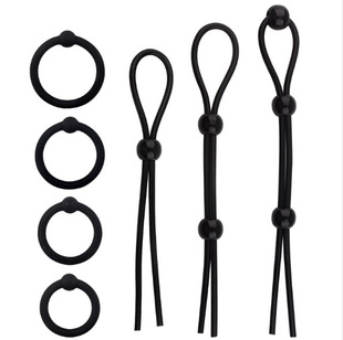 Silicone sperm lock ring 7-piece set sperm lock rope sex toys penis ring men's appliance adult supplies hair generation
