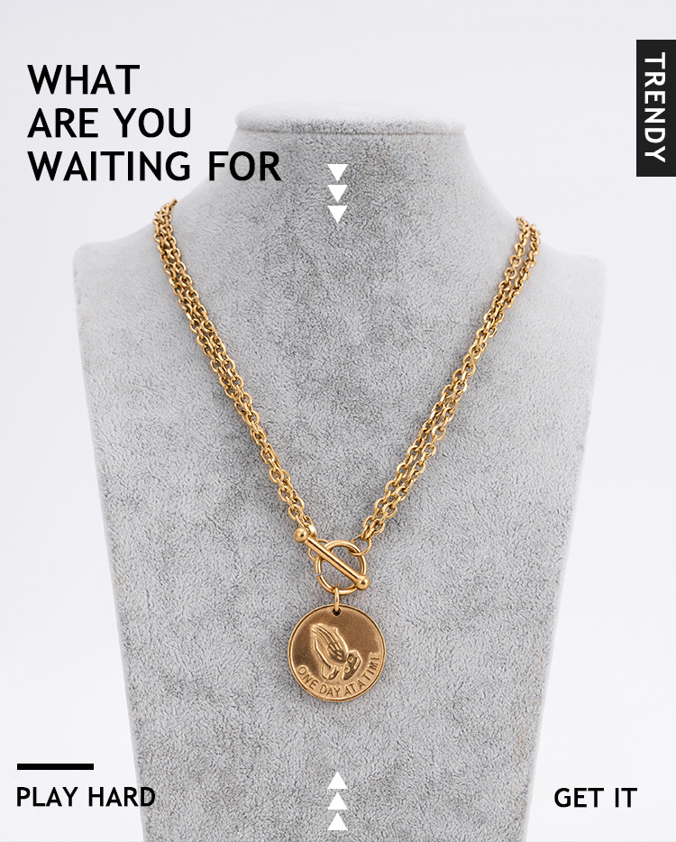 Double Layer Chain Necklace In Titanium Steel For Women_voghion.com