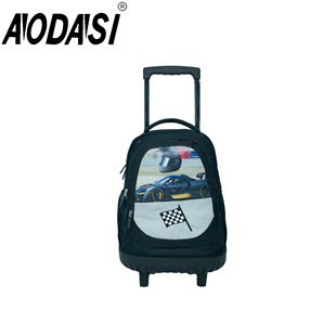 Cross-Border New Hot-Selling Trolley Schoolbag Primary School Student Schoolbag Men's Large-Capacity Water-Repellent Shoulder Two-Wheel Trolley Backpack