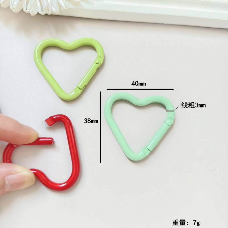 锌合金爱心登山扣彩色烤漆桃心挂扣心型钥匙扣diy饰品配件挂绳扣|undefined