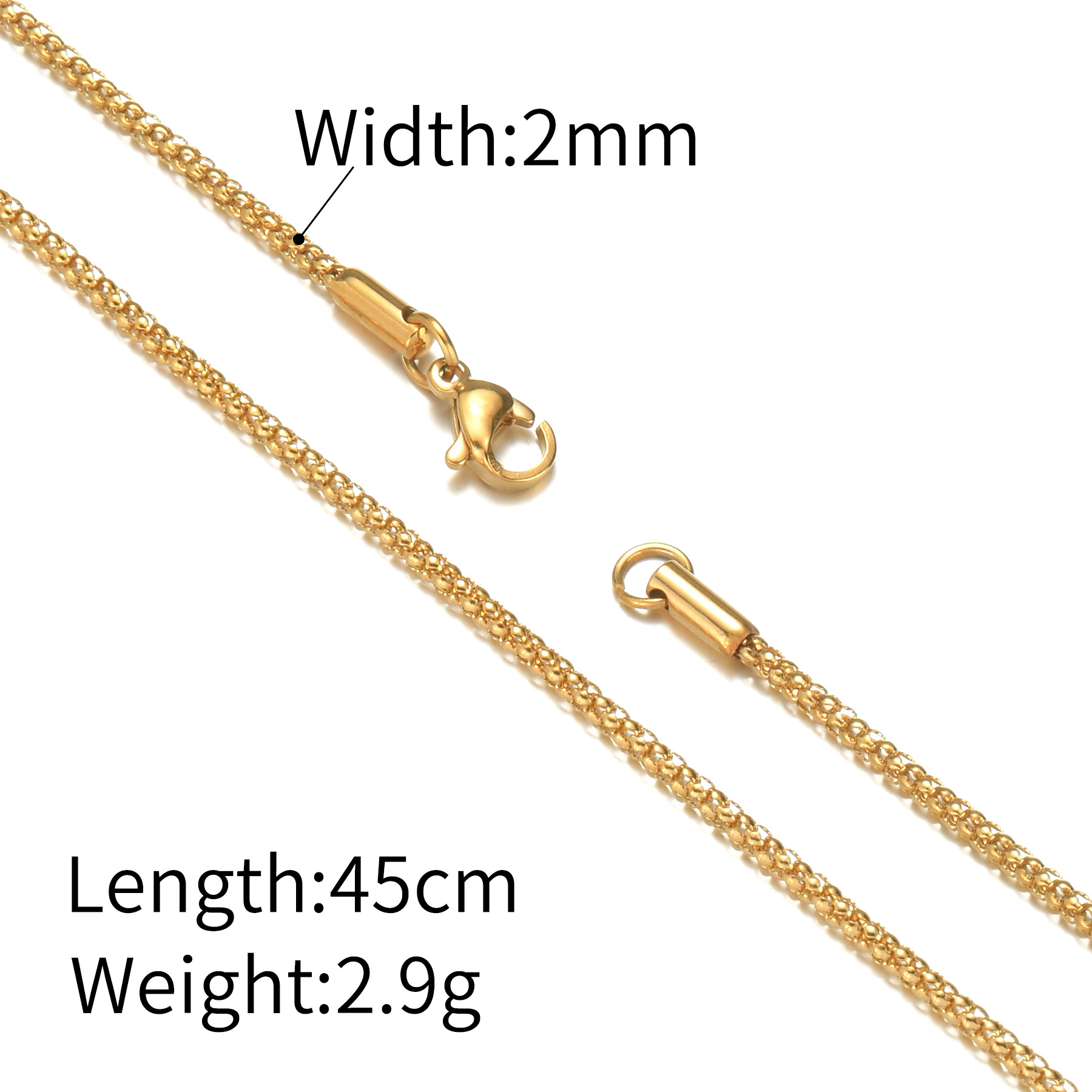 Lina Girl Titan-Perlenkette mit Schlangenknochen-Anhänger, farbecht, galvanisiert, quadratisch, aus europäischem und amerikanischem Edelstahl, kubanischem Stil_voghion.com
