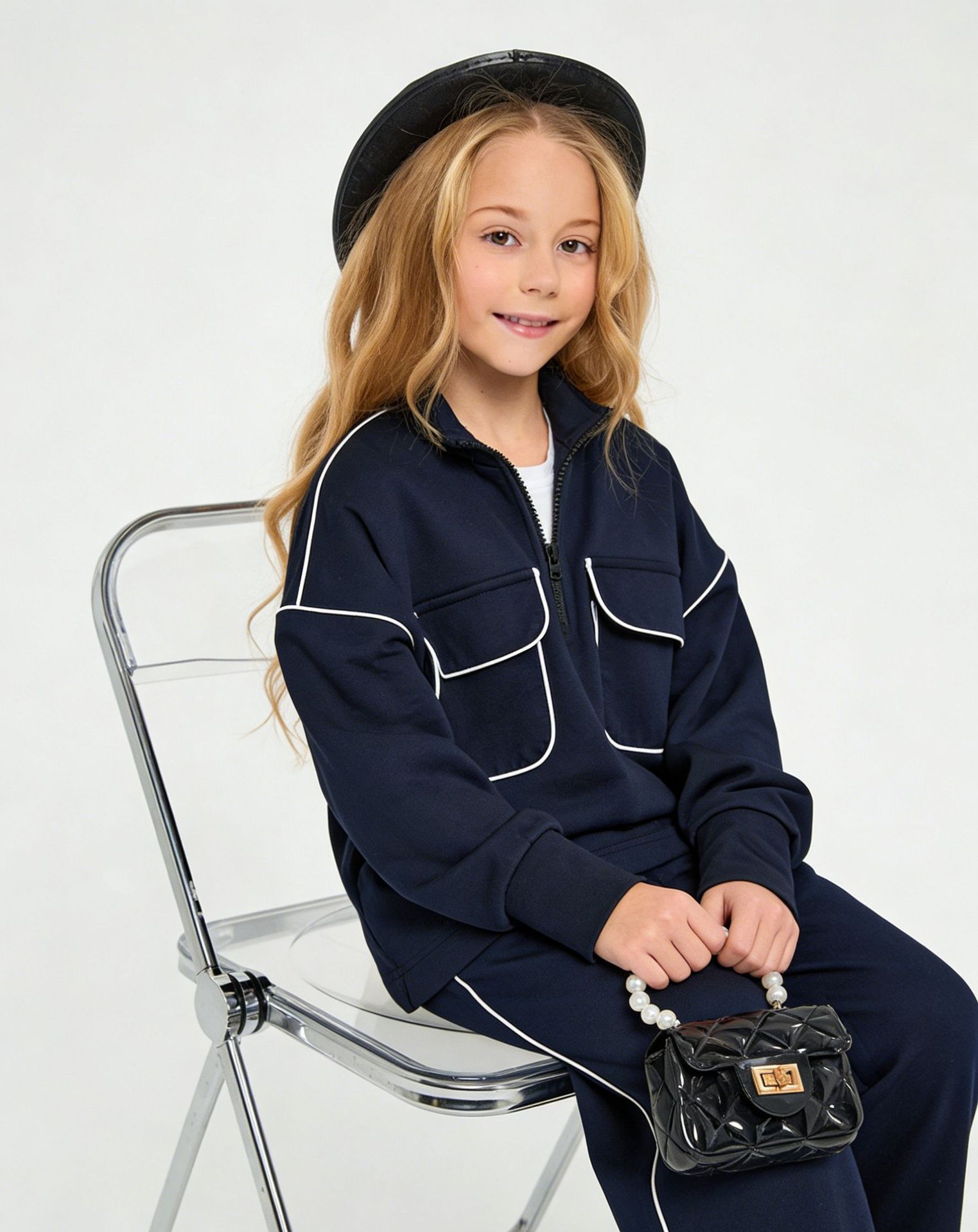 Mädchen Freizeit Streetstyle Zweiteiler Mit Half Zip Pullover_voghion.com