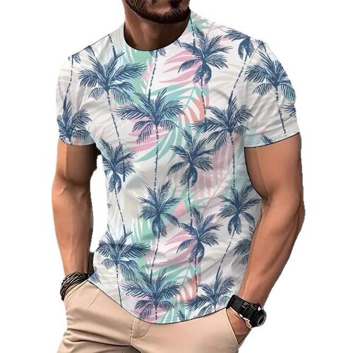 Cross-border Western and European foreign trade 2025 new casual fashion trend high-quality minimalist printed men's short-sleeved T-shirt