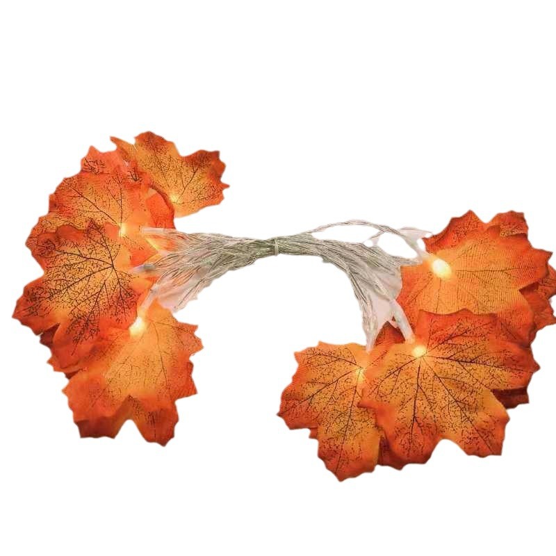 Otoño dorado de arce fresco calabaza atmósfera lámpara decoración de la habitación valla exterior lámpara colgante LED cadena de lámparas de color