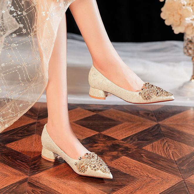 3333F-007 Scarpe da donna con tacco basso, punta a punta, in raso, comode, per damigelle d'onore, da sposa e feste_voghion.com