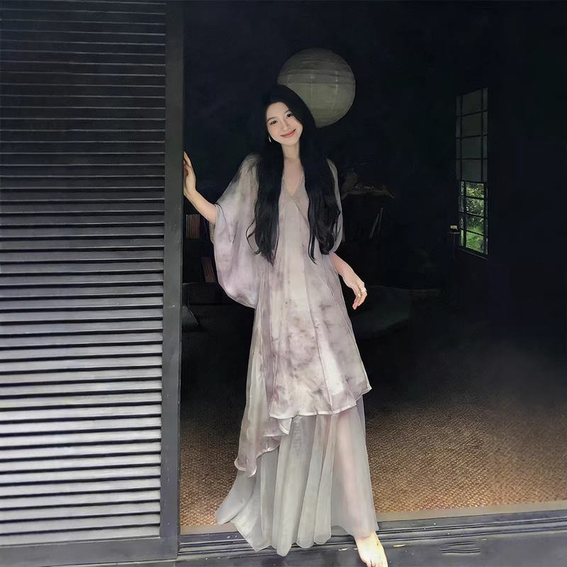 Youwei 2026 Super Stylish Dress for Women, New Summer Style, New Chinese Zen Style Patchwork Long Dress