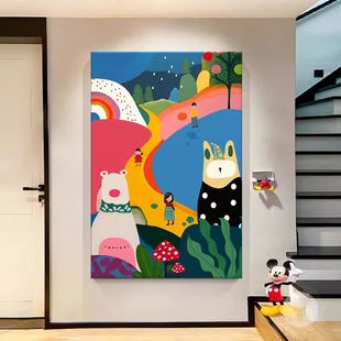 Cream Style Living Room Decorative Painting Dopamine Abstract Hallway Hanging Painting Advanced Sense Living Room Sofa Background Wall Mural