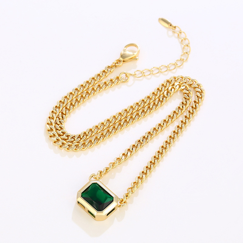 Xuting joyería vintage cuadrado joya de imitación collar cuadrado Cadena de clavícula femenina nicho alto sentido collar joyería al por mayor