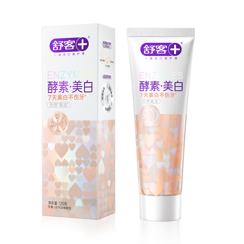 슈커 정밀 밝은 미백 효소 치약 (활력 화이트 피치향) 120g