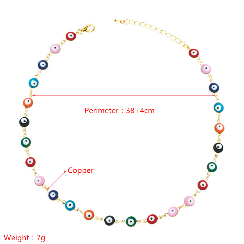 Collier Géométrique En Or Véritable Plaqué Cuivre Collier Couleur Yeux Du Diable display picture 1