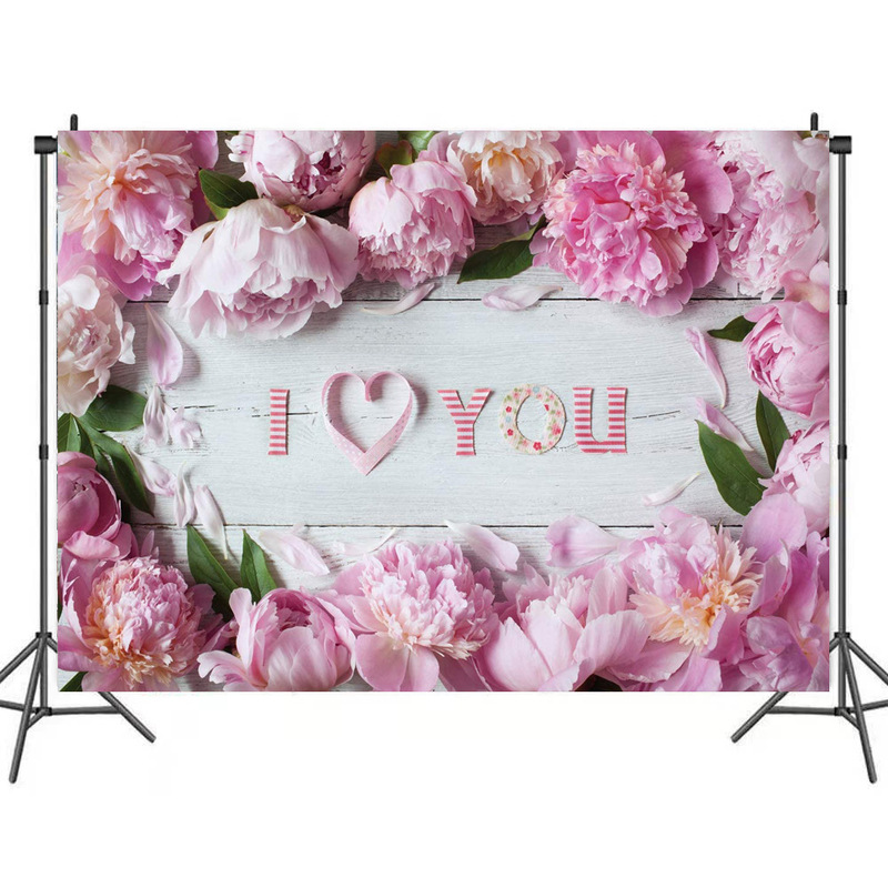 Foreign trade pink rose wood floor photography background cloth 120x80cm Mother's Day Valentine's Day wedding party decoration